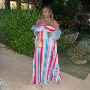 Colorful Striped Maxi Dress
